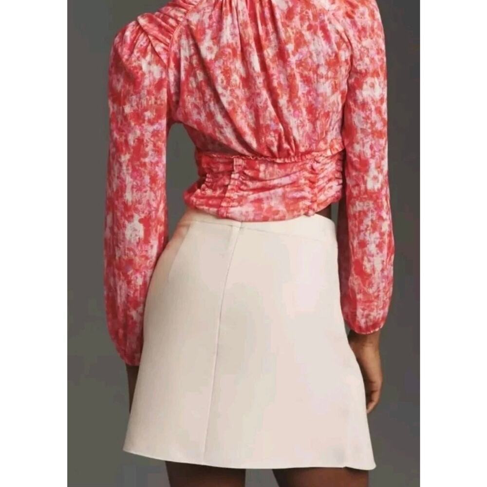 NWT Anthropologie Cropped Ruched Button Blouse - Medium - Picture 3 of 9
